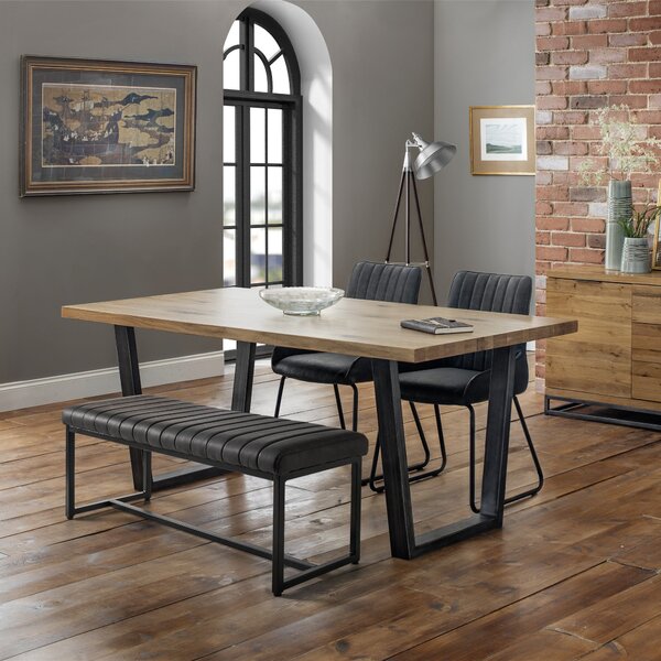 Brooklyn Rectangular Dining Table with 1 Soho Bench with 2 Soho Chairs Oak