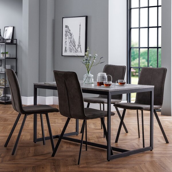 Staten Rectangular Dining Table with 4 Monroe Chairs, Grey Grey