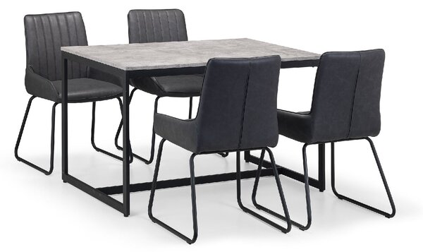 Staten Rectangular Dining Table with 4 Soho Chairs Grey