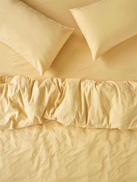 Butter Yellow Linen Blend Duvet Cover | Double | Piglet in Bed