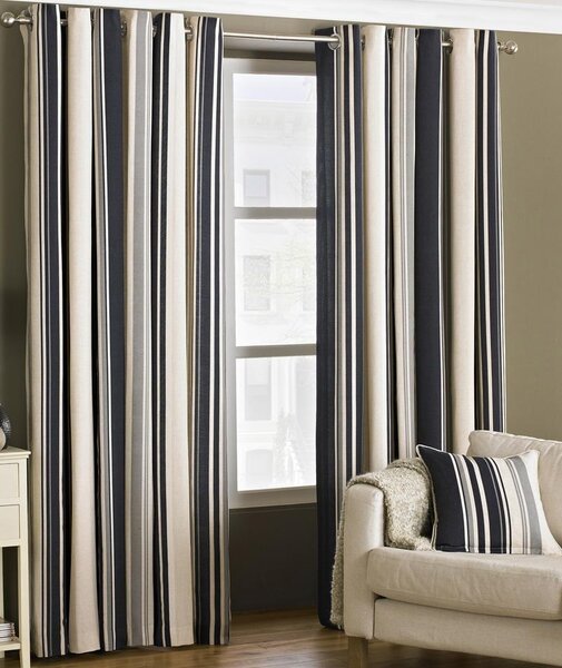 Broadway Readymade Lined Eyelet Curtains Black
