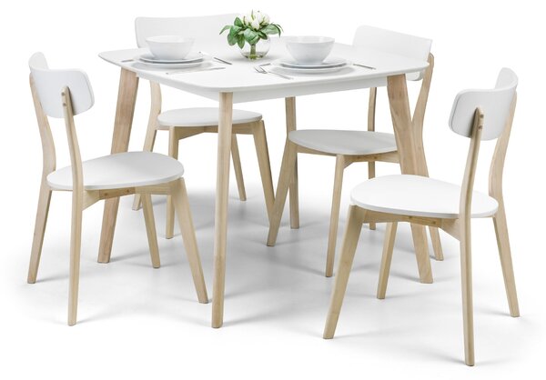 Casa Square Dining Table with 4 Chairs, White White