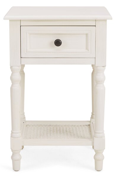 Lucy Cane 1 Drawer Bedside Table White