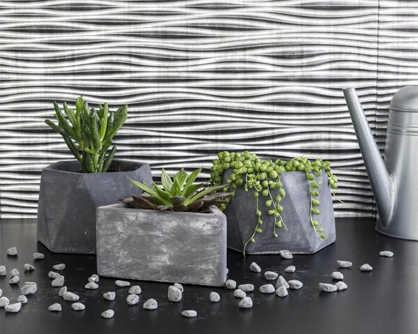 Innovera Decor 3D Design Wall Tile - Kitchen Splashback Cladding Panels (Wilderness - Silver, set of 6)
