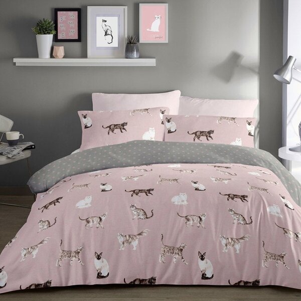 Fusion Cats Duvet Cover Bedding Set Blush