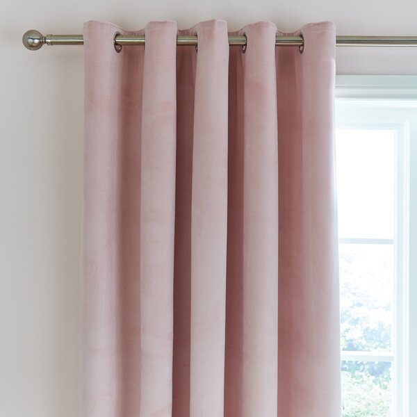 Ashford Blush Velour Eyelet Curtains Pink