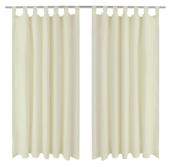 2 pcs Cream Micro-Satin Curtains with Loops 140 x 175 cm