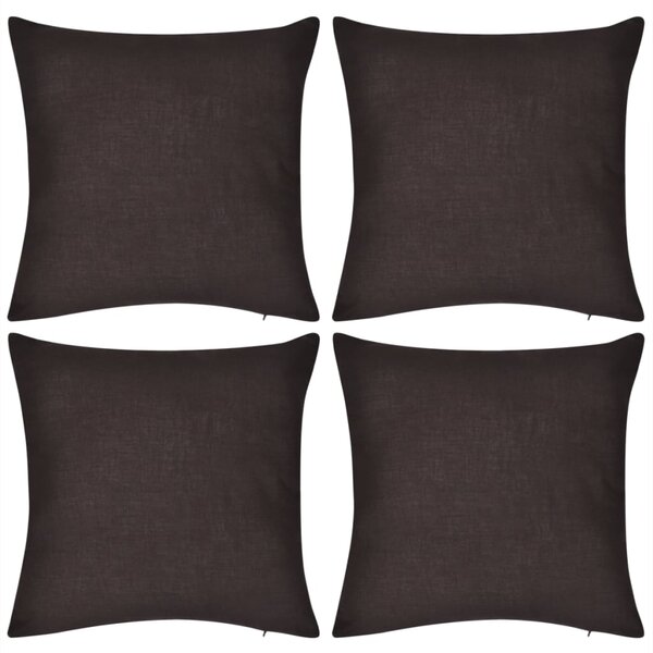 4 Brown Cushion Covers Cotton 40 x 40 cm