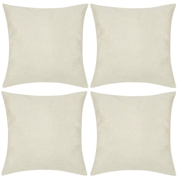 4 Beige Cushion Covers Linen-look 40 x 40 cm
