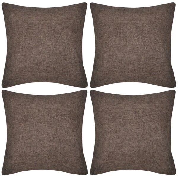 4 Brown Cushion Covers Linen-look 50 x 50 cm