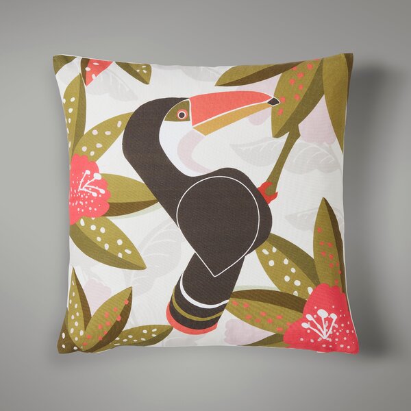 Elements Toucan Cushion Green/Pink/White