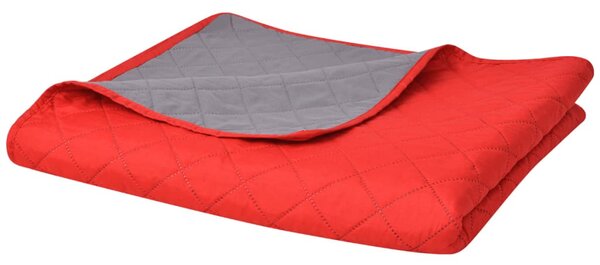 Double-sided Quilted Bedspread Red and Grey 220x240 cm