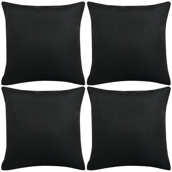 Cushion Covers 4 pcs Linen-look Black 50x50 cm