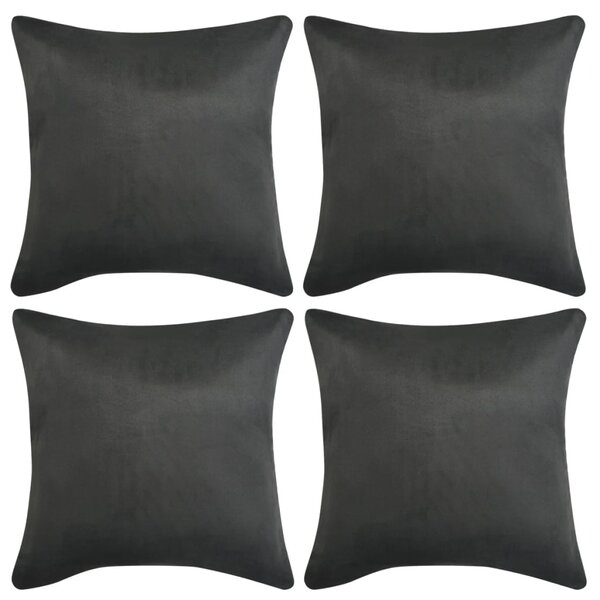 Cushion Covers 4 pcs 40x40 cm Polyester Faux Suede Anthracite