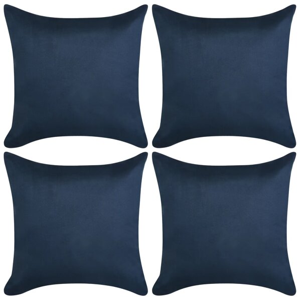 Cushion Covers 4 pcs 50x50 cm Polyester Faux Suede Navy