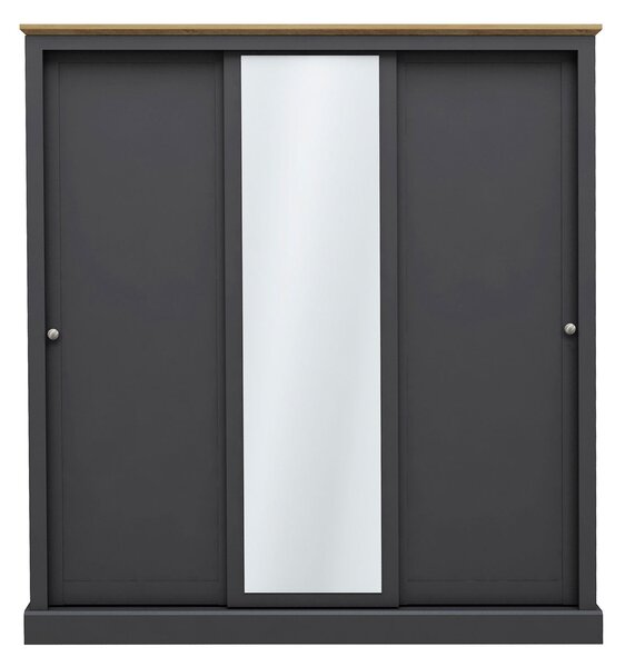 Devon Charcoal Grey 3 Door Sliding Wardrobe