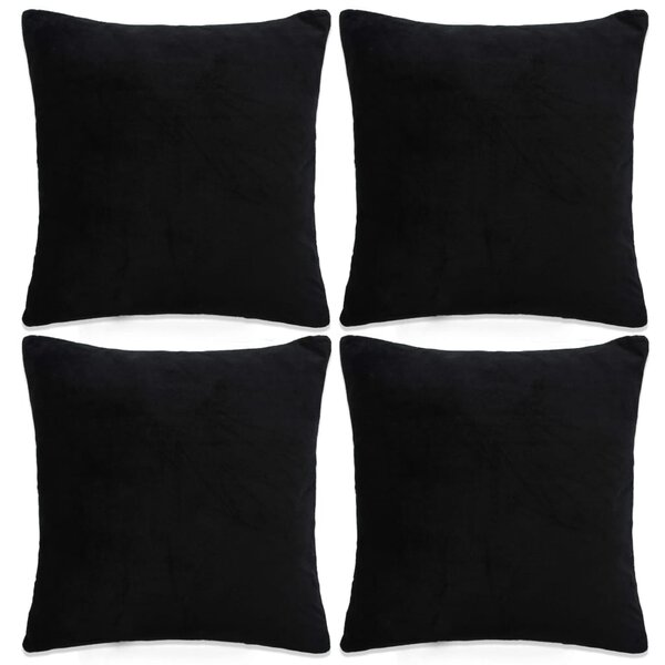 Cushion Covers 4 pcs Velour 80x80 cm Black