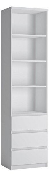 Fribo White 3 Drawers Tall Narrow Bookcase