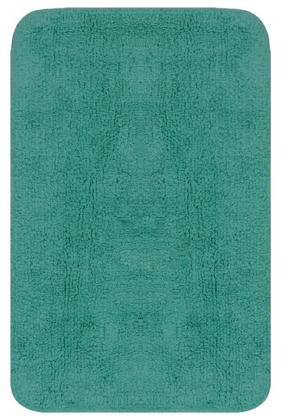 Bathroom Mat Set 3 Pieces Fabric Turquoise