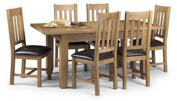 Astoria Rectangular Extendable Dining Table with 6 Chairs, Solid Oak Brown