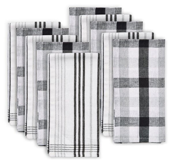 Pack of 10 Monochrome Tea Towels Black and white