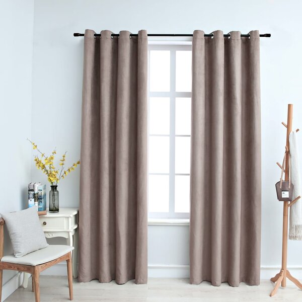 Blackout Curtains with Metal Rings 2 pcs Taupe 140x175 cm