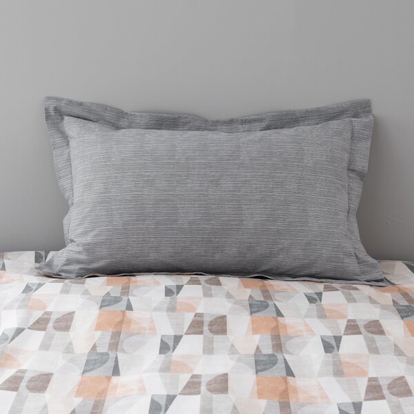 Elements Iver Geo Natural Oxford Pillowcase Brown/Grey/White