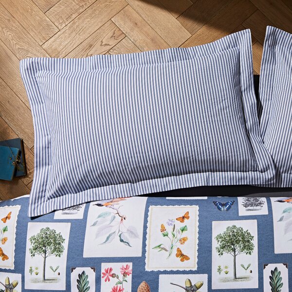 Woodland Blue 100% Cotton Oxford Pillowcase Blue/White/Green