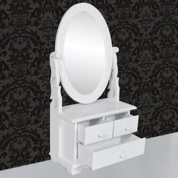 Vanity Makeup Table With Oval Swing Mirror