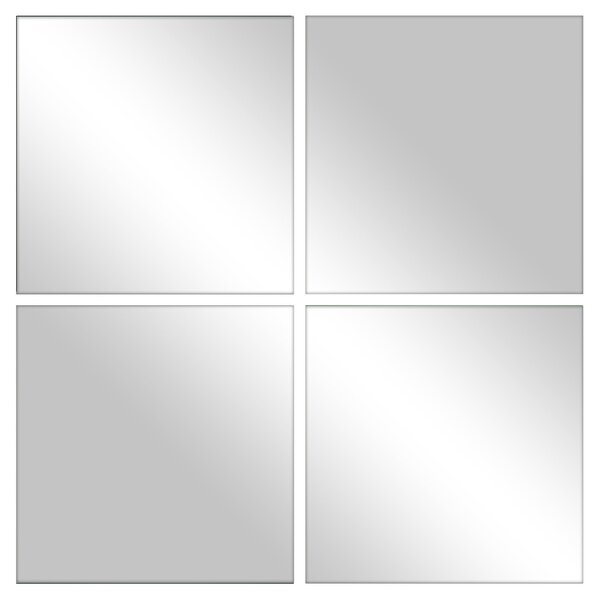 Pack of 4 Square Purpose Tile Mirrors, 27cm Clear