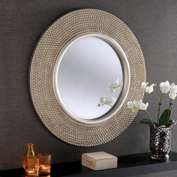Yearn Round Beaded Mirror 79x79cm Silver Silver