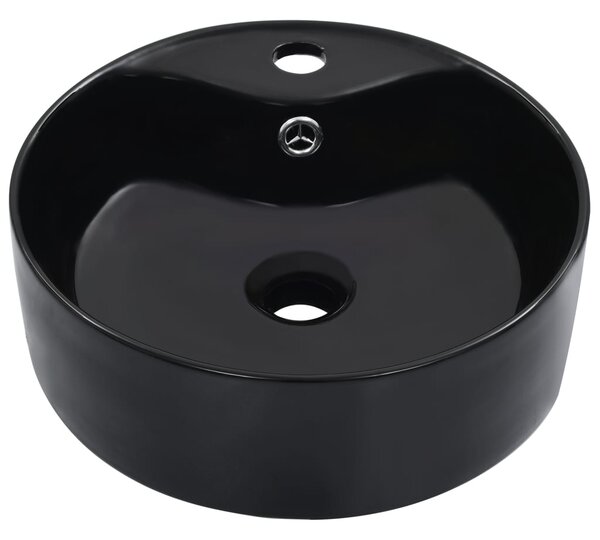 Wash Basin with Overflow 36x13 cm Ceramic Black