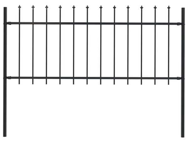 Garden Fence with Spear Top Steel 1.7x0.8 m Black