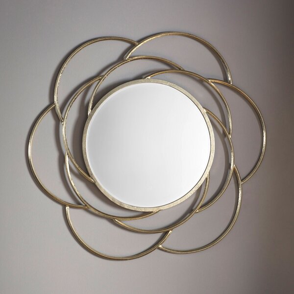 Richton Round Wall Mirror, 90cm Gold Effect