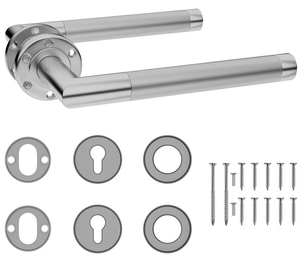 Door Handle Set with PZ Profile Cylinder Stainless Steel