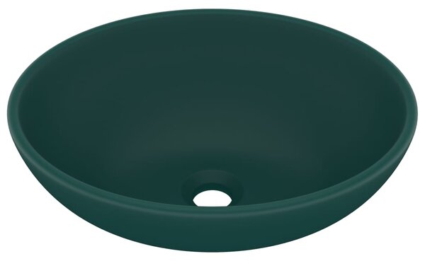 Luxury Basin Oval-shaped Matt Dark Green 40x33 cm Ceramic