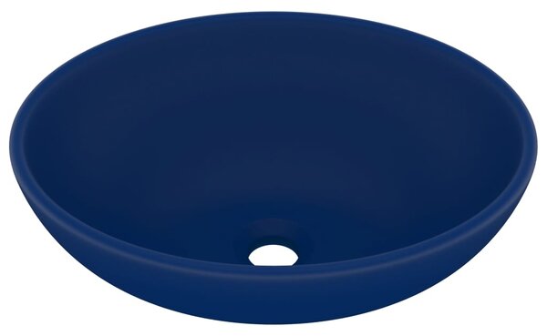 Luxury Basin Oval-shaped Matt Dark Blue 40x33 cm Ceramic