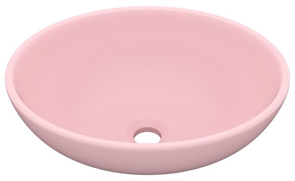 Luxury Basin Oval-shaped Matt Pink 40x33 cm Ceramic