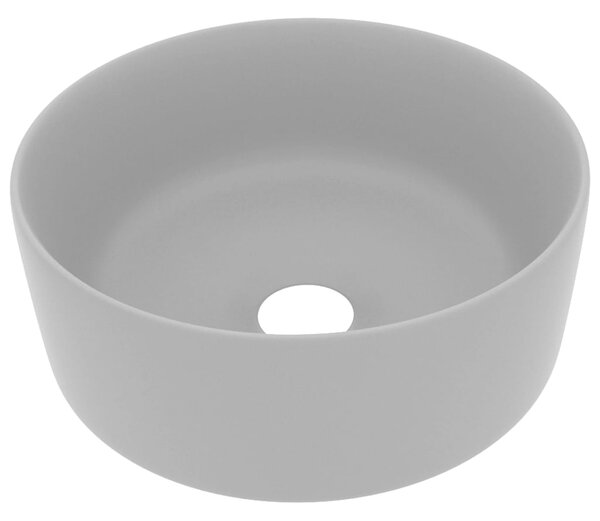 Luxury Wash Basin Round Matt Light Grey 40x15 cm Ceramic