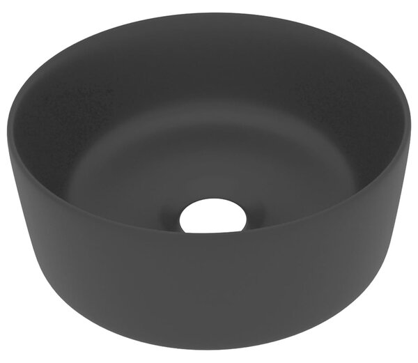 Luxury Wash Basin Round Matt Black 40x15 cm Ceramic