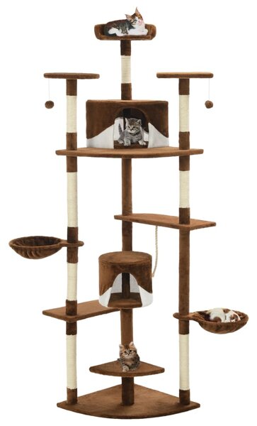 Cat Tree with Sisal Scratching Posts 203 cm Brown and White