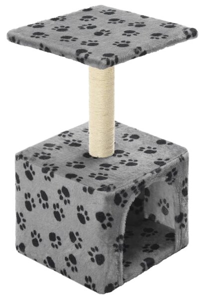 Cat Tree with Sisal Scratching Post 55 cm Grey Paw Print