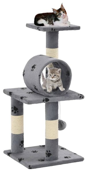 Cat Tree with Sisal Scratching Posts 65 cm Grey Paw Prints