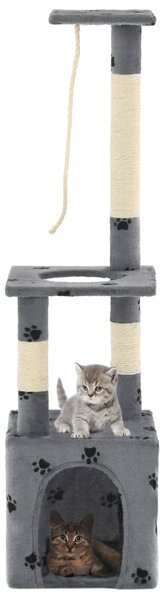 Cat Tree with Sisal Scratching Posts 109 cm Grey Paw Prints