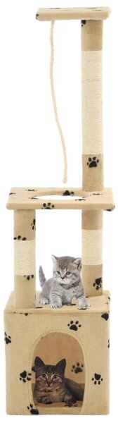Cat Tree with Sisal Scratching Posts 109 cm Beige Paw Prints