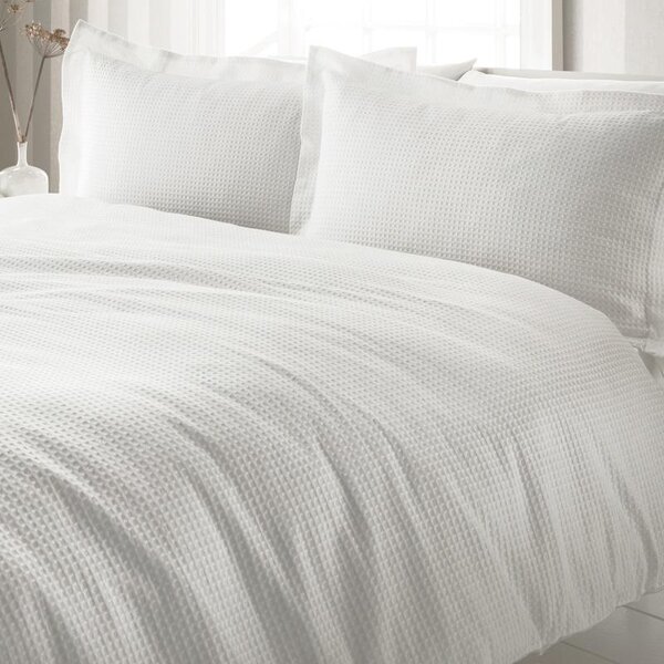 Yard Waffle Duvet Cover Bedding Set White