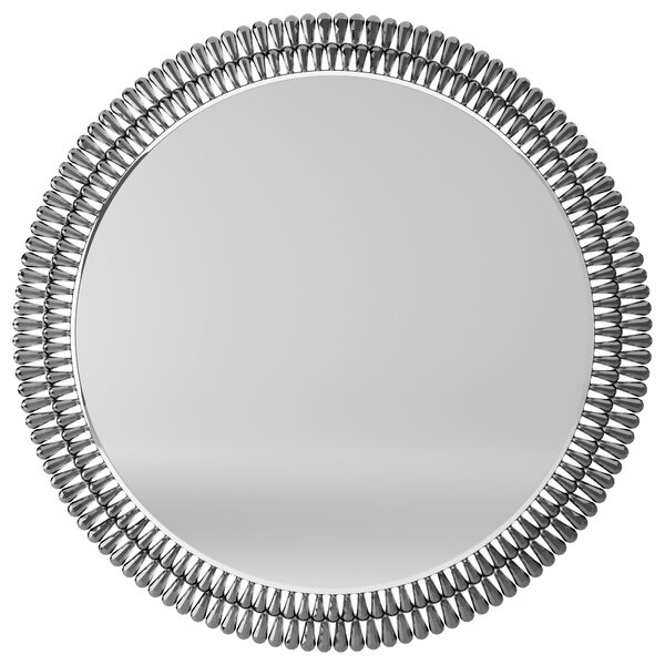 Glam Gem Edge Round Smoked Wall Mirror, 76cm Grey