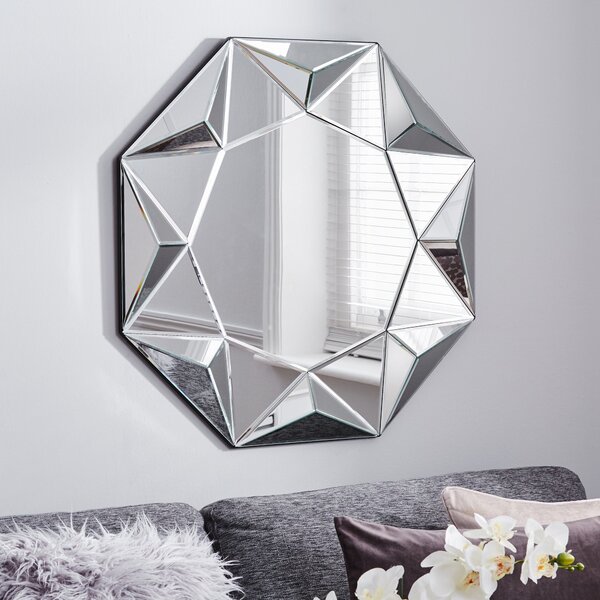 3D Geo Wall Mirror, 80cm Clear
