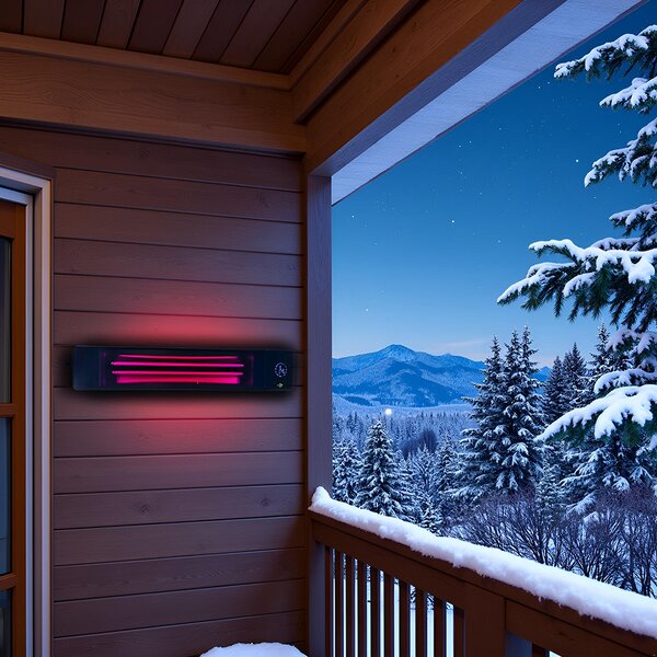 4500W/2250 Watt ElectricSun black, Infrared Patio Heater, Indoor/Outdoor Use, with Thermostat and App, 100x18cm