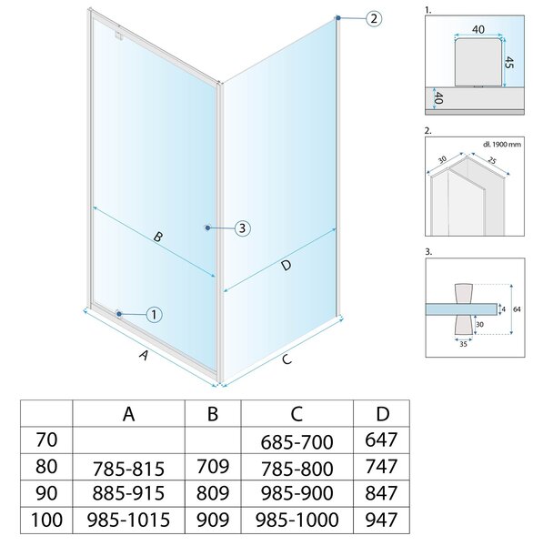 Shower enclosure Rea Primo Swing 80x70 Chrome